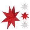 4Pcs Christmas Paper Star Lanterns Nine Pointed Hanging Paper Lamp Shade Foldable 13.76x5.11 Inch Holiday Party Wedding Decor
