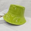 Fashion Waterproof Leather Bucket Hat Shiny Solid Color Panama Cap Unisex PU Leather Fisherman Cap For Women Men