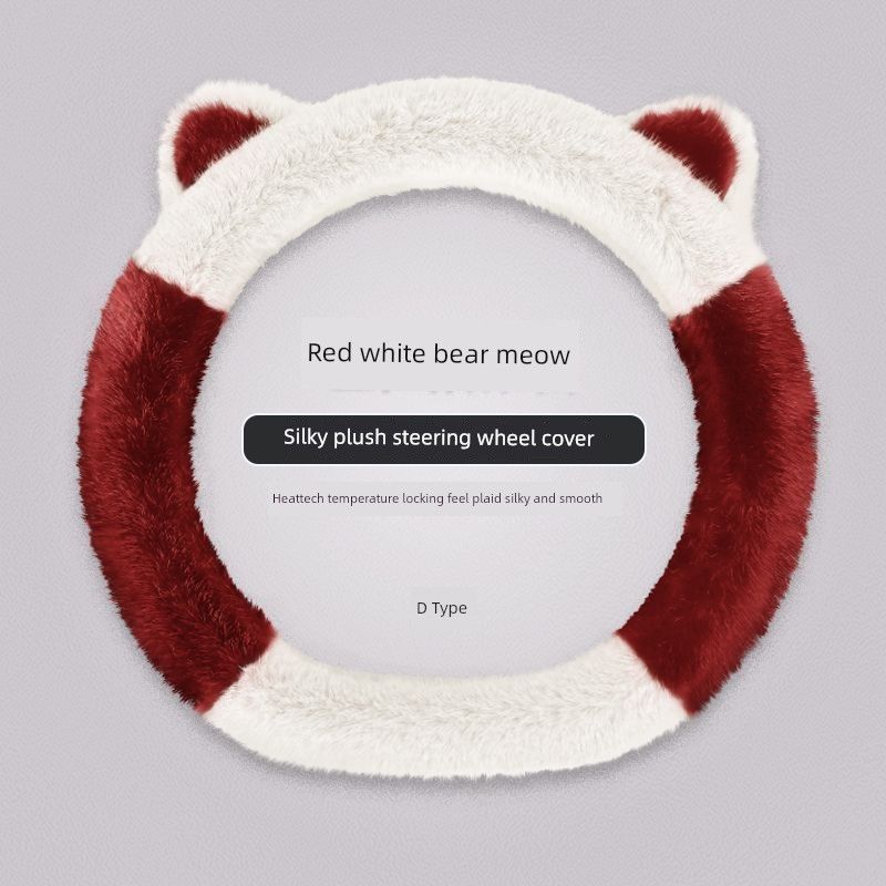 Car Steering Wheel Cover Winter Plush Thickened Warm and Cute for Girls Car Interior Decoration Universal Car Handle Cover