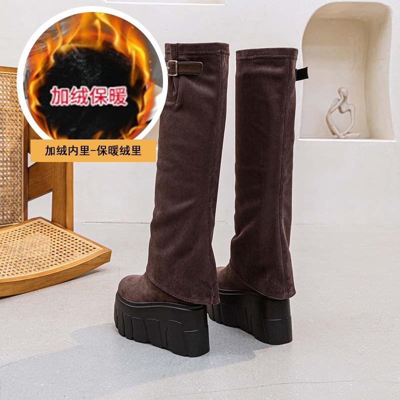 

14СМ женские съемные сапоги-трансформеры женские 2025 осень и зима новые нерегулярные плиссированные высокие сапоги тонкие сапоги 39