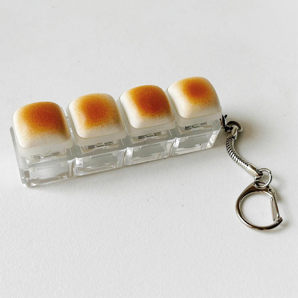 Push Button Anti-Stress Toy "Caramel Bread" Backpack Hanger, Plastic Finger Prank Office Toy