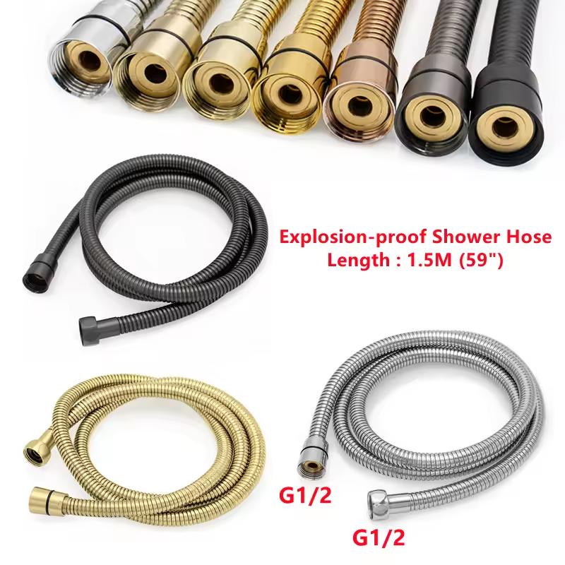 Furtun de duș flexibil din oțel inoxidabil GI/2, universal, rezistent la explozii, economisire apă, țeavă de extensie pentru cap de duș, 1,5 m/2 m/3 m