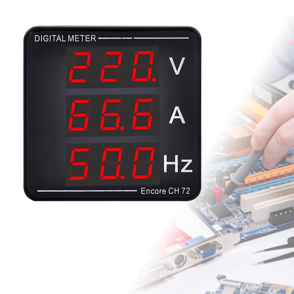 Digital Voltage Current Meter Panel Voltmeter Ammeter Frequency Meter LED Display AC50-500V 1-120A Embedded Installation