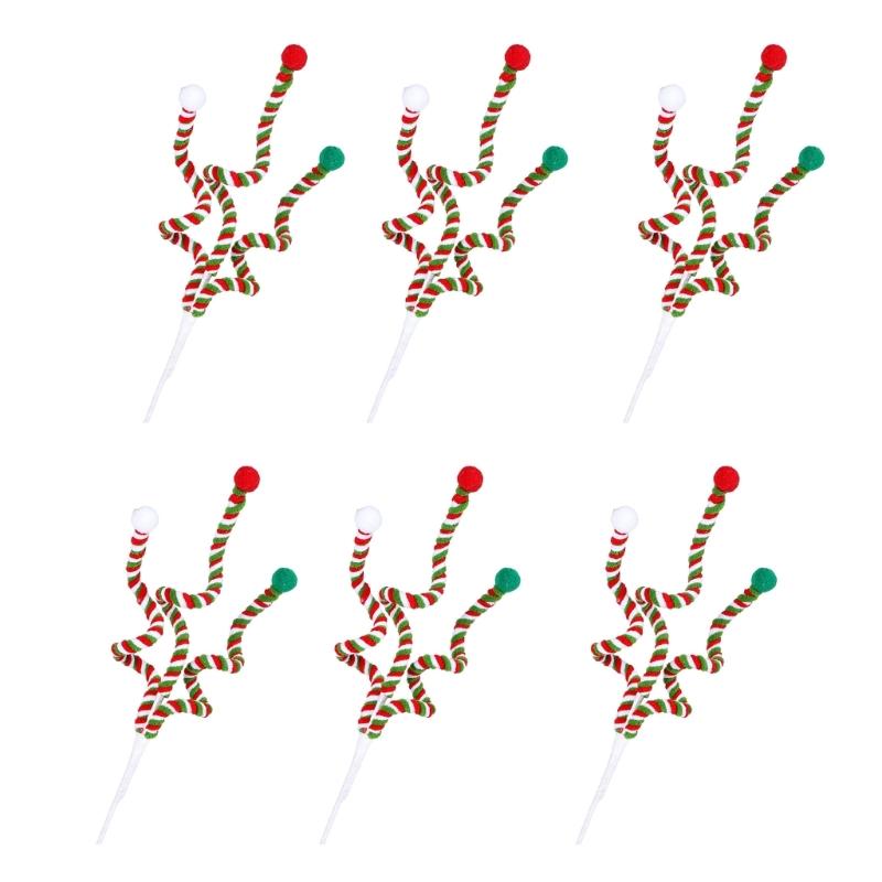 

Pack of 6 Colorful Christmas Bells Ornament Stylish Christmas Bells Picks Decoration for Office and Home Festival 1 красный/зелёный