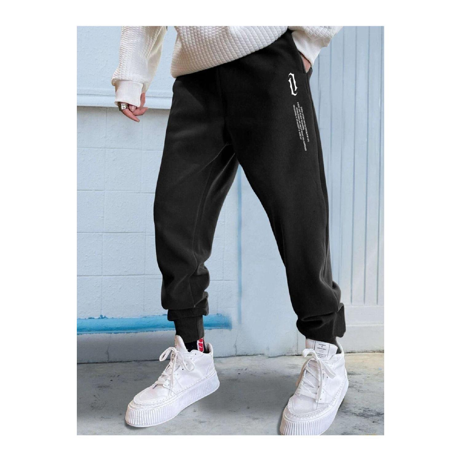 

Мужские черные спортивные штаны с вертикальным принтом.... XXS чёрный