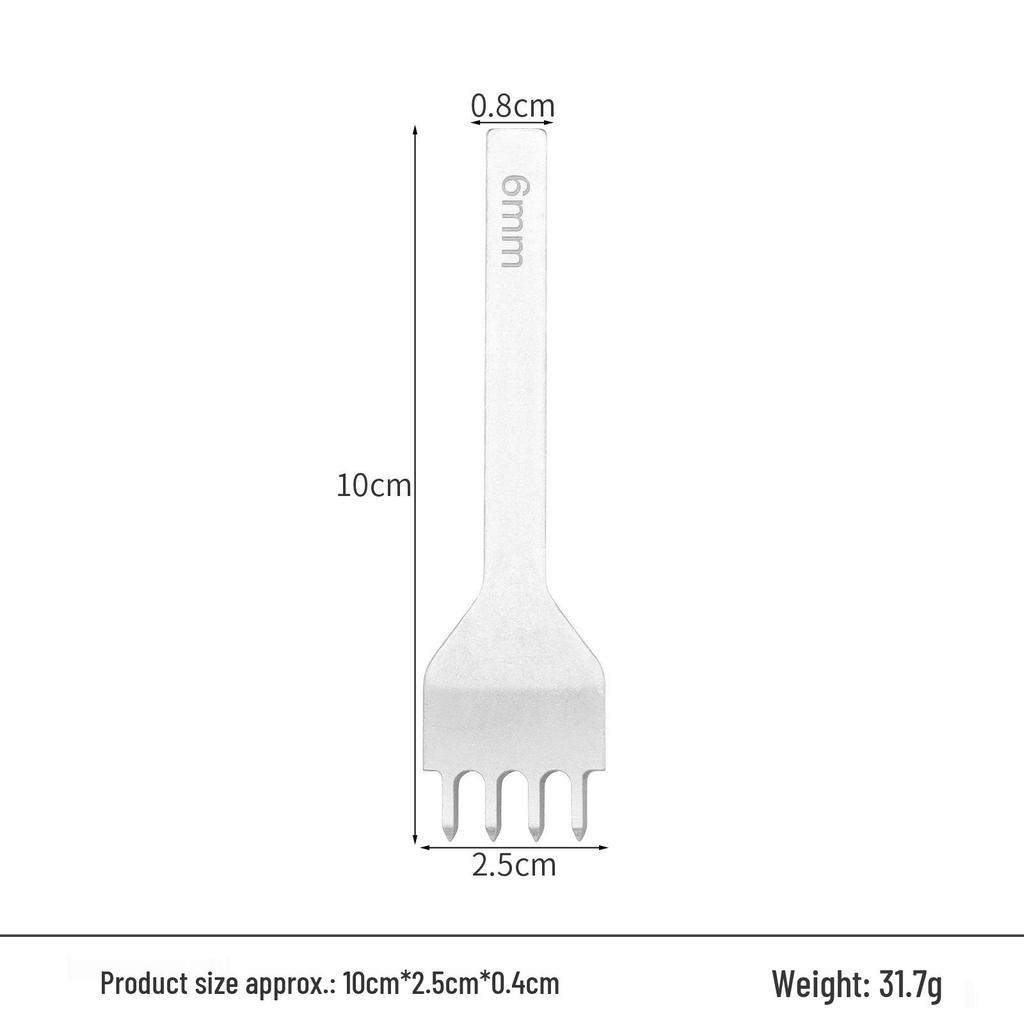 White Steel Diamond Awl 3-4-5-6mm Handmade Leather Hole Punch Tool for DIY Leather Craft and Hand Sewing