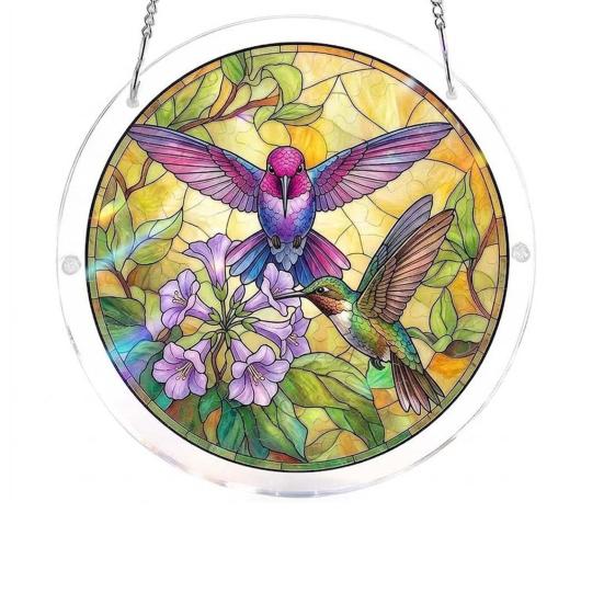 

Sun Catcher Puzzle Acrylic Suncatcher Durable Clear Acrylic Colorful Patterns Window Decoration for Doors Garden A