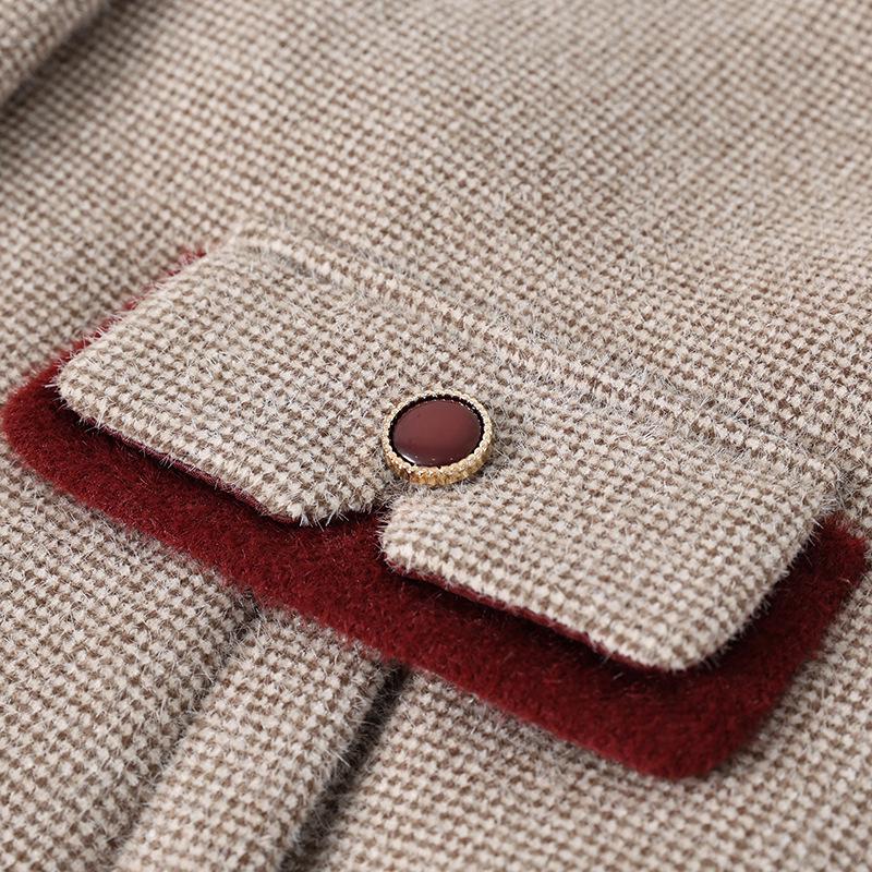 Mom's Quilted Woolen Coat: Petite Faux Mink Velvet for Middle-Aged & Elderly Women's Fall & Winter Clothing