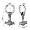 A Pair of Earrings Personality Cross Black Silver Male and Female Pendant with Titanium Steel Accessories Vintage Norse Mytholog