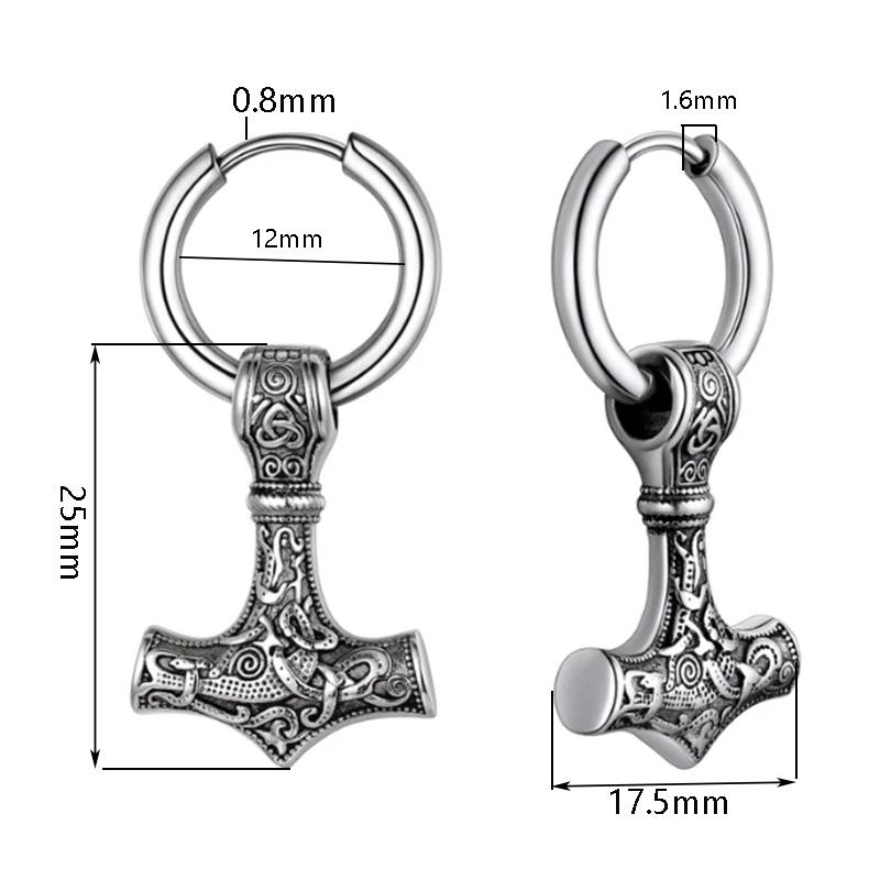 A Pair of Earrings Personality Cross Black Silver Male and Female Pendant with Titanium Steel Accessories Vintage Norse Mytholog