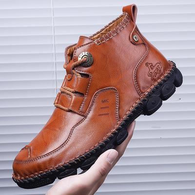 Large Size 48 Martin Boots Men's Short Boots Autumn and Winter Leather Versatile Medium Boots British Snow Tooling Leather Boots