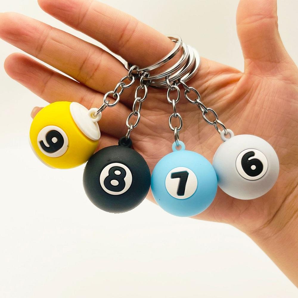 Lucky Differet Color Billiard Ball KeyChain Gifts Snooker Table No.8 Black Ball Key Rings Snooker Cue Accessories