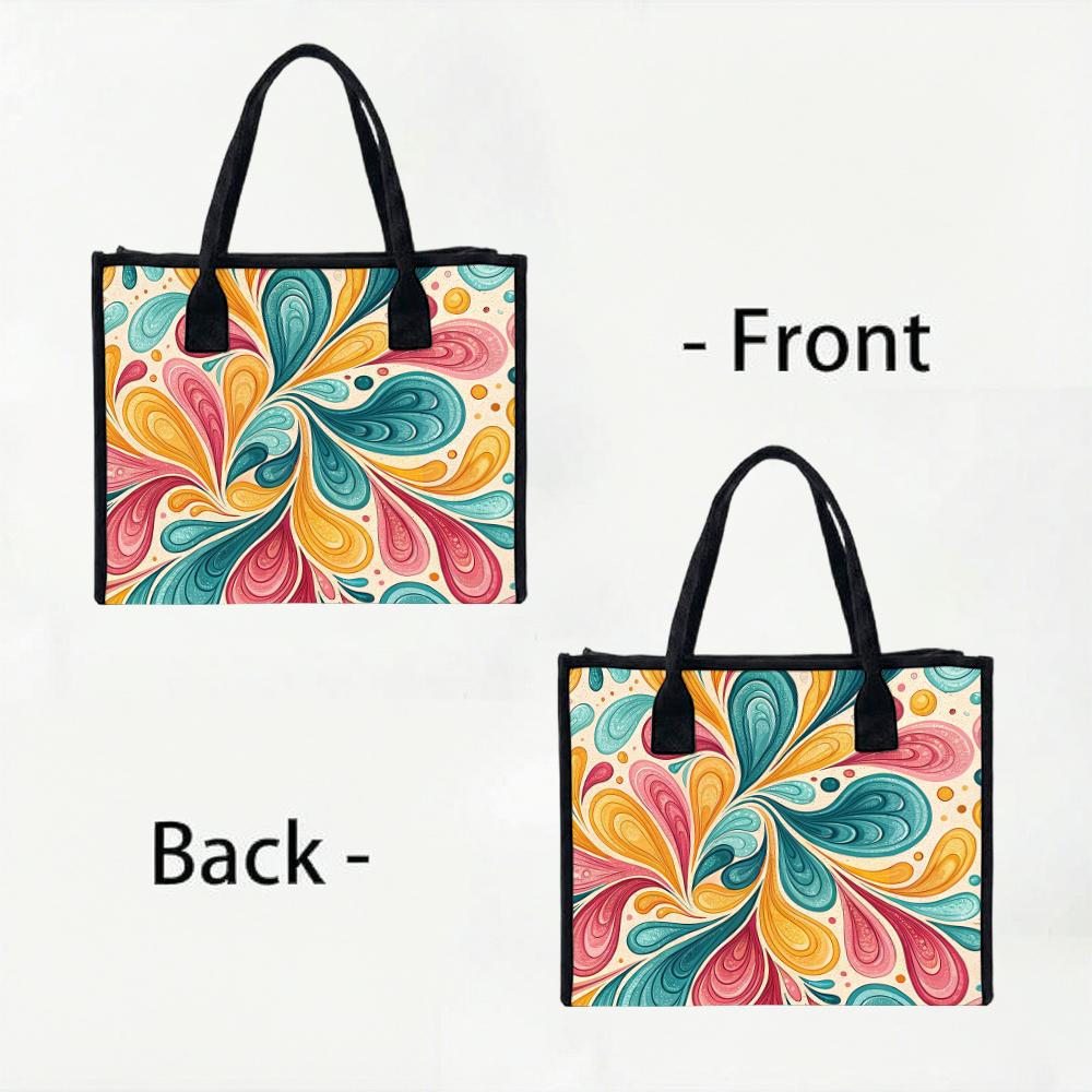 Colorful Swirl Print Tote Bag Portable Shoulder Bag For Daily Use Stylish Casual Handbag