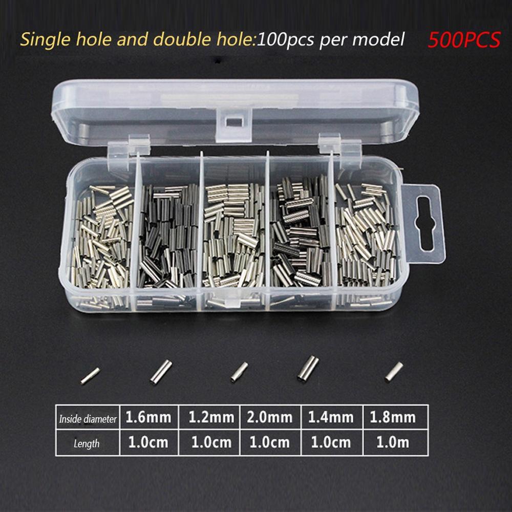 

300-500 шт./коробка одно-/двухствольные обжимные муфты рыболовная леска провод лидер круглые медные трубки соединители смешанные медные трубки Single and Double 500Pcs