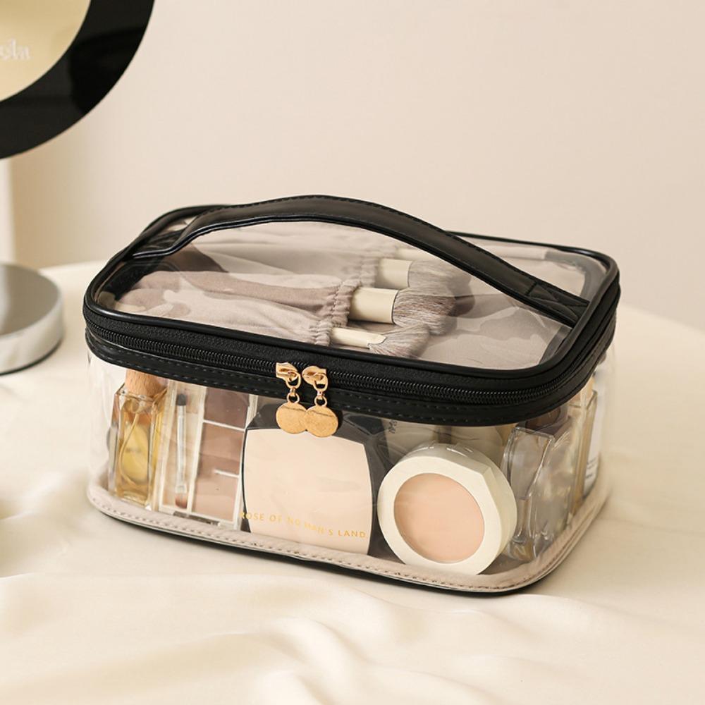 Transparent PU Cosmetic Bag Toiletry Bag Makeup Bag Practical Cosmetics and Jewelry Bag  Studio