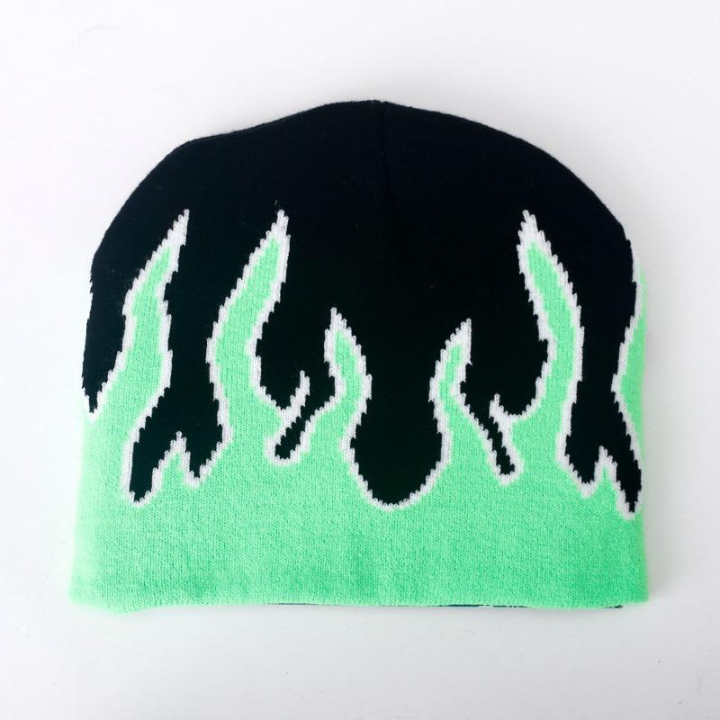 Autumn New Knitted Hat Men's Hip-hop Street Flame Pullover Hat Winter Outdoor Riding Hat Versatile Brimless Hat