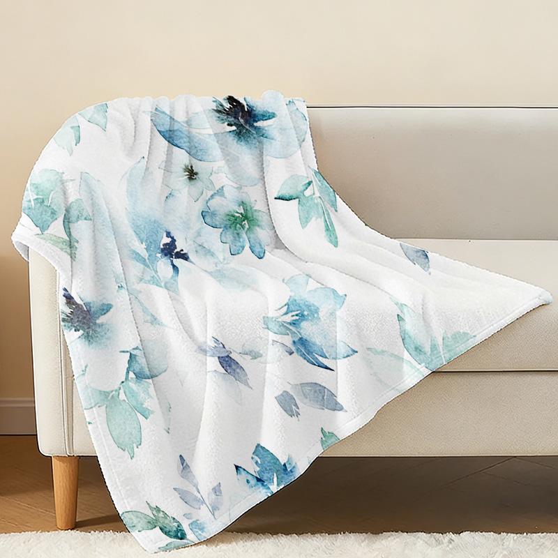 Thick Warm Flannel Blanket – Soft Cozy Delicate Floral Throw, Ideal for Bedroom, Living Room, Single Guest, Halloween & Christmas Home Use