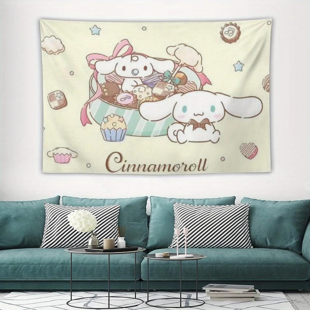 Sanliou Big Ear Dog Jade Guigou Cute Printed Tapestry Cartoon Theme Bedroom Decoration Suitable for Dormitory Home Decoration