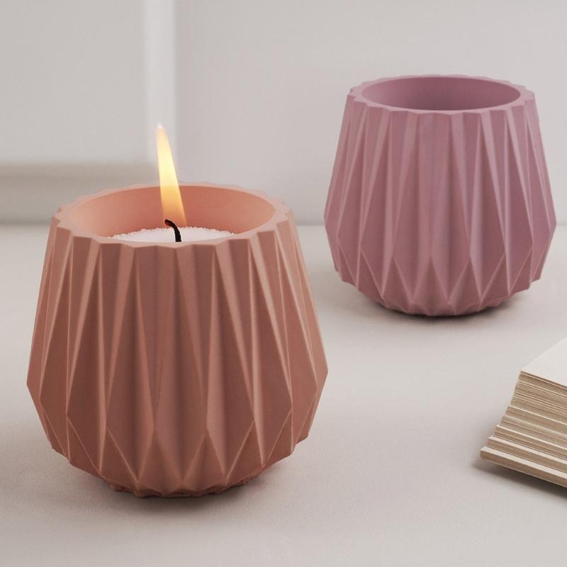 Artistic Silicone Planter Creating Mold DIY Concrete Faceted Pots Candle Holder Mold for Home Decors Enthusiasts