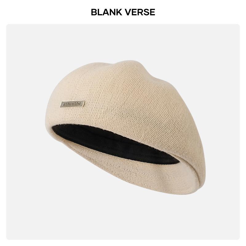 Autumn and winter new metal standard beret children big head circumference show face small reverse wear woolen forward hat painter hat