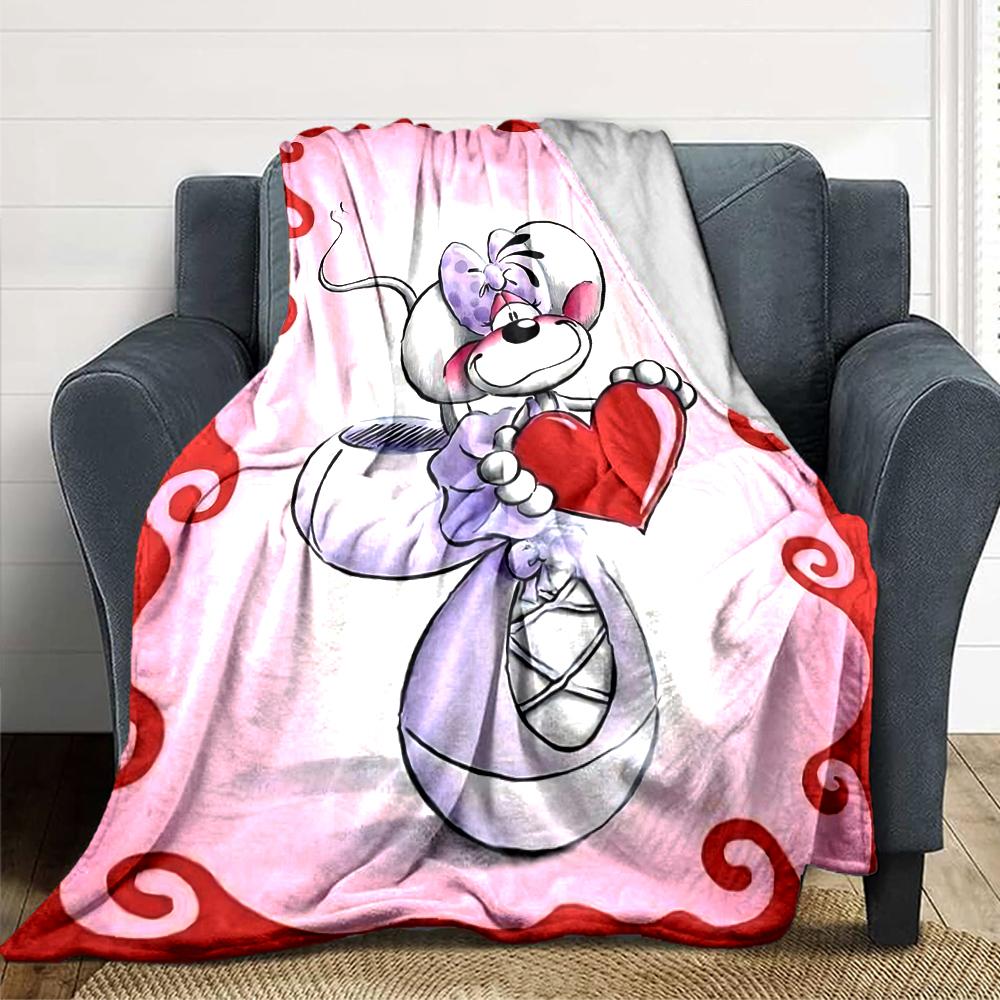 Love Mouse Heart Illustration Blanket Soft Throw Blanket For Home Bedroom Bed Sofa Travel Office Solid Christmas Blanket