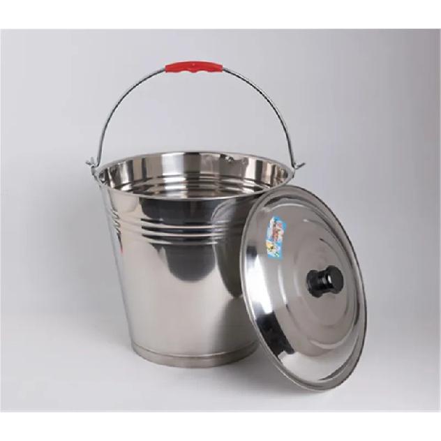 Stainless steel bucket big large capacity household barrel with cover oil bucket water storage hotel restaurant water bucket 25xH20cm