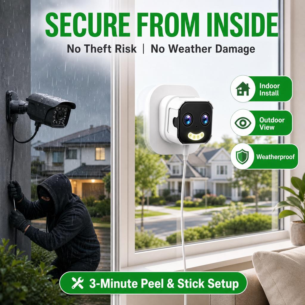 Câmera de Janela OKAM PRO Lente Dupla Zoom 10X WIFI 5G Câmera HD 10MP Suporte Duplo Visão Noturna Intercomunicador Bidirecional Detecção Móvel