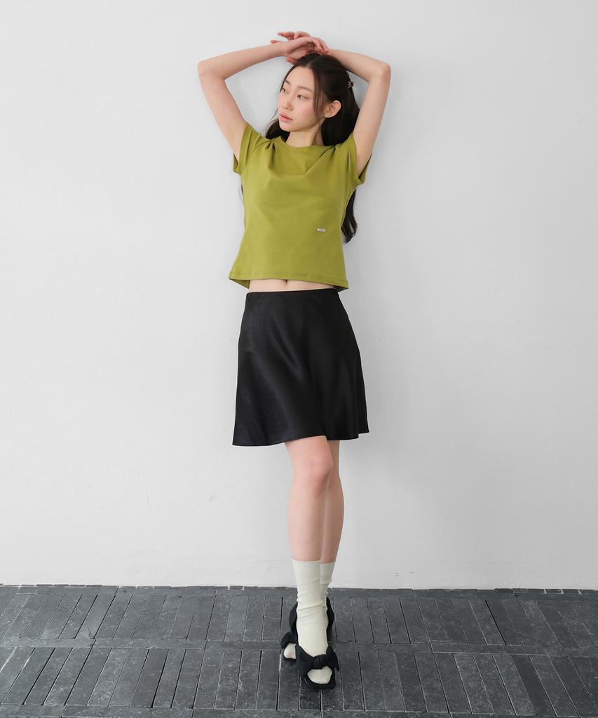 Moui Satin Dot Midi Skirt (Black)
