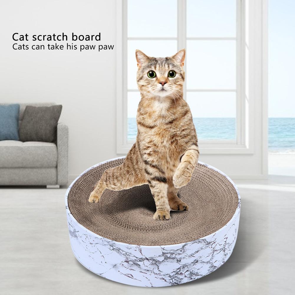 Pet Round Scratcher Bowl Corrugated Paper Cat Sleeping Nest Toys Marble Type