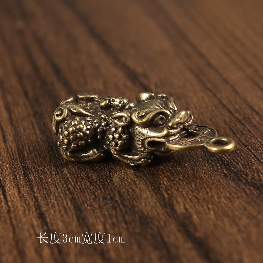 

Латунный брелок Пиксю, подвеска для ключей автомобиля, талисман удачи из чистой меди, ретро брелок для ключей DIY