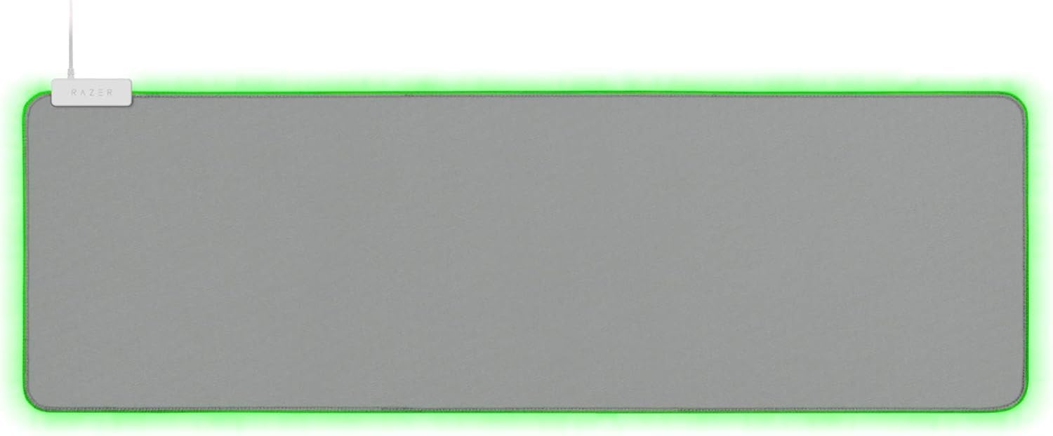 Razer Goliathus Extended Chroma Тканевый Оптимизированный для Всех Настроек Чувствительности и Razer Chroma Мягкий Расширенный Игровой Коврик для Мыши Белый Mercury, Микротекстурированный