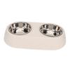 Double Pet Bowls Prevent Slip Stainless Steel Pet Food Water Bowls with Bowknot Decor Holder for