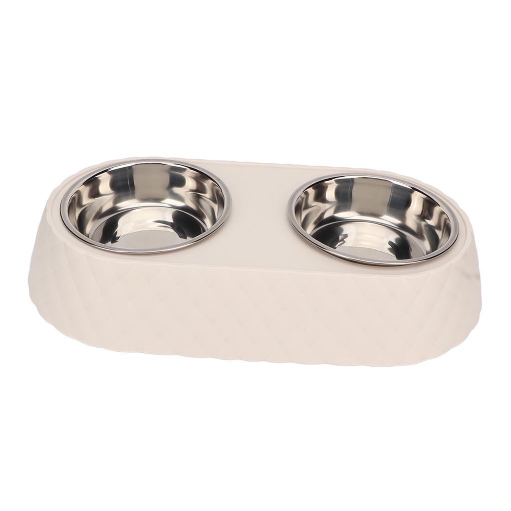Double Pet Bowls Prevent Slip Stainless Steel Pet Food Water Bowls with Bowknot Decor Holder for