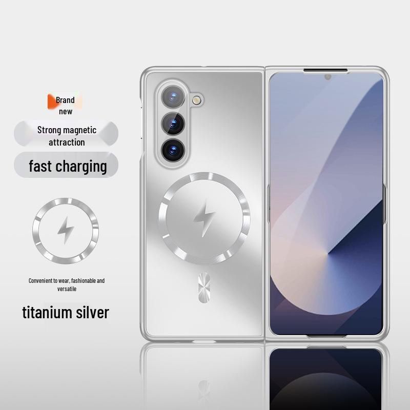 Samsung Z Fold7 Skin-Feel Folding Case: Dazzling Gold, Magnetic, Drop-Proof, Flip7