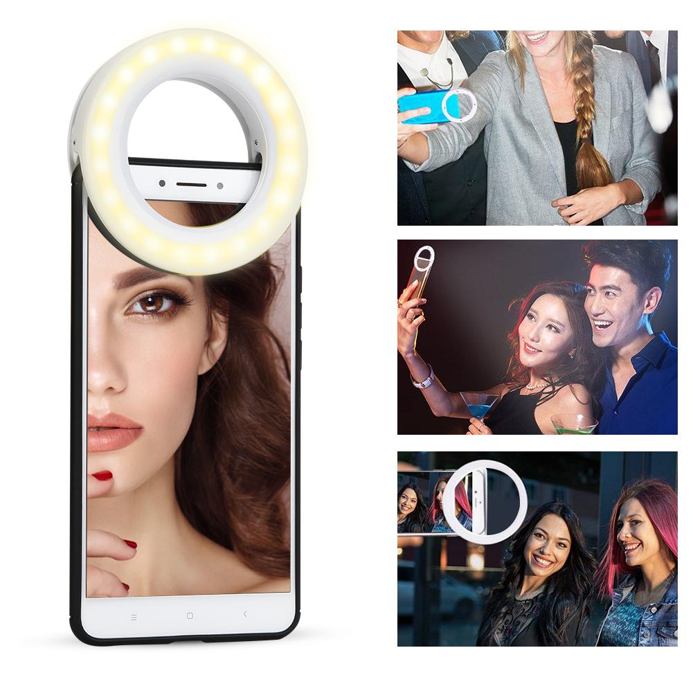 XJ-19 Tragbares Wiederaufladbares 40 LED Kamera Selfie Ring Fülllicht 3200K-6500K für Mobiltelefon