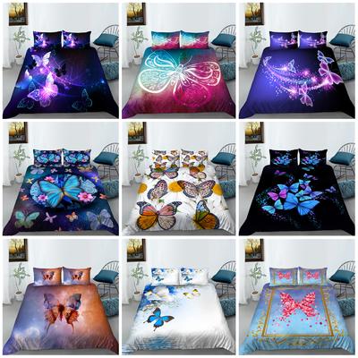 Cor 3D Borboleta Roupa de Cama Capa de Edredão Quarto Pintura de Paisagem Capa de Colcha e Fronha Confortável Decoração de Cama para Casa