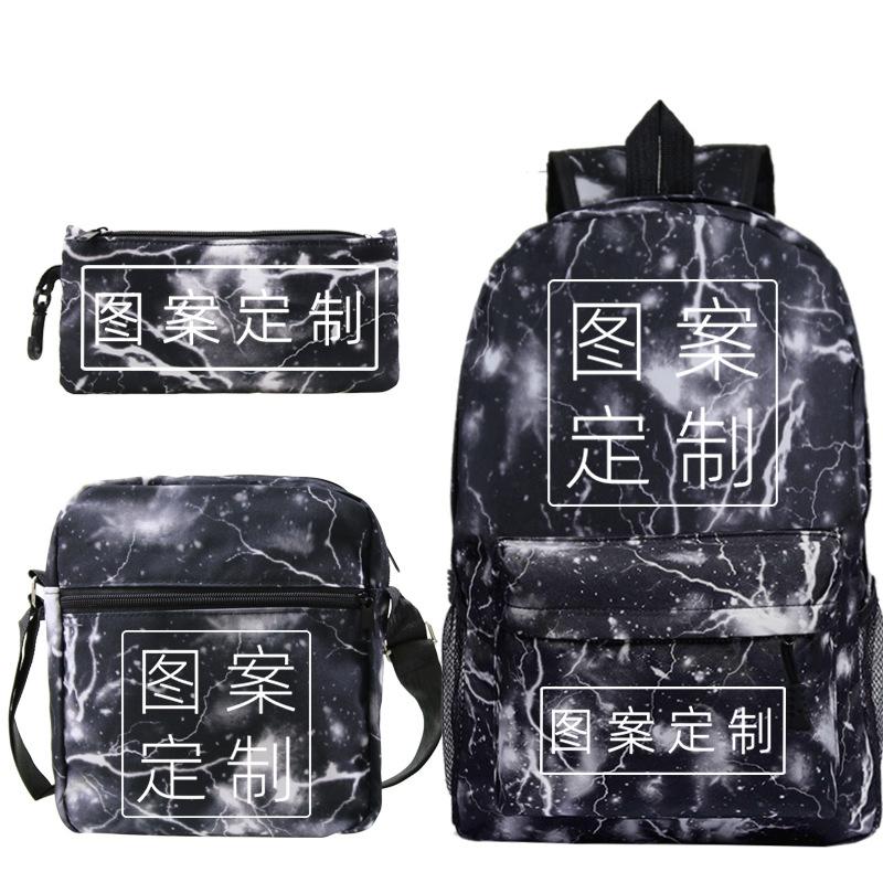 Student Schoolbag Making Oxford Cloth Backpack Shoulder Bag Pencil Bag Combination Three-Piece Set