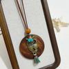 Round Sweater Chain Wooden Necklace Female Jewelry Vintage Leather Lanyard