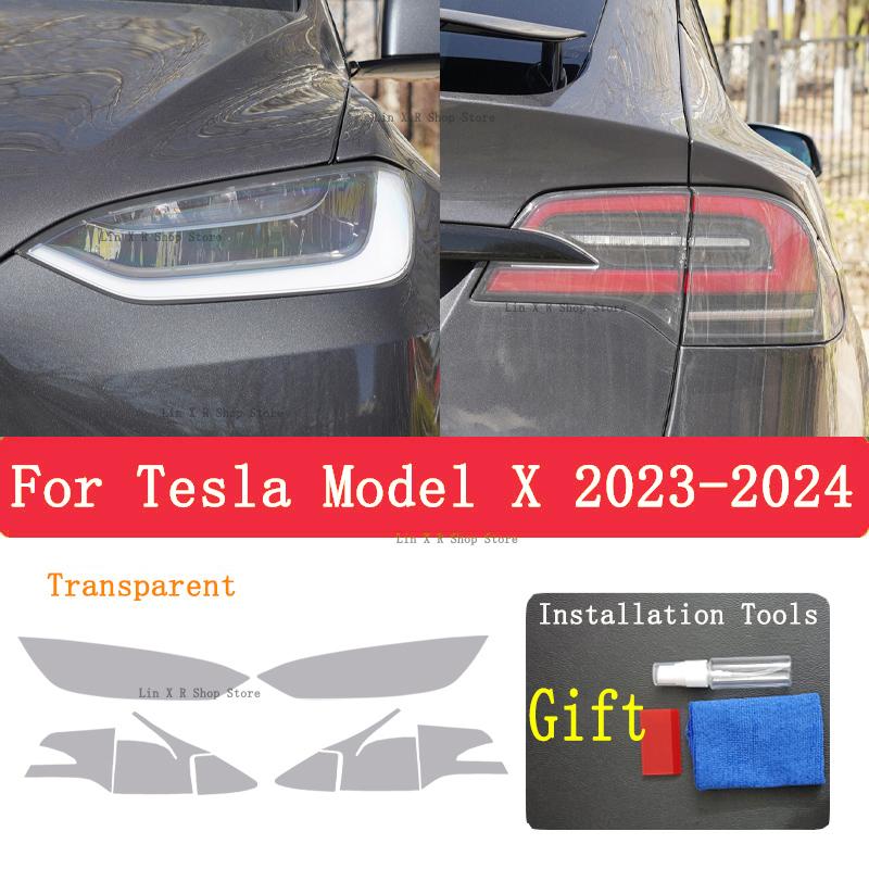 For TESLA Model X  2024 Car Exterior Headlight Anti-scratch Front Lamp Tint TPU Protective Film Repair Accessories