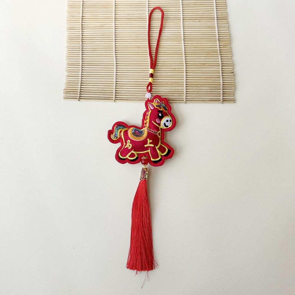 Chinese Red Spring Festival Bell Pendant Horse Wind Chimes Decoration  Festive Accessory