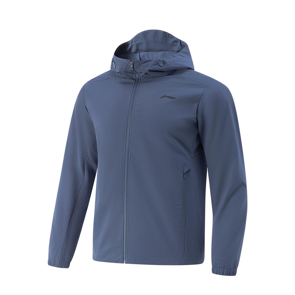 Li-Ning Comfortable Simple Versatile Hooded Zipper Solid Color Sports Jacket Men Jackets Moonlight-Blue AFDV675-10