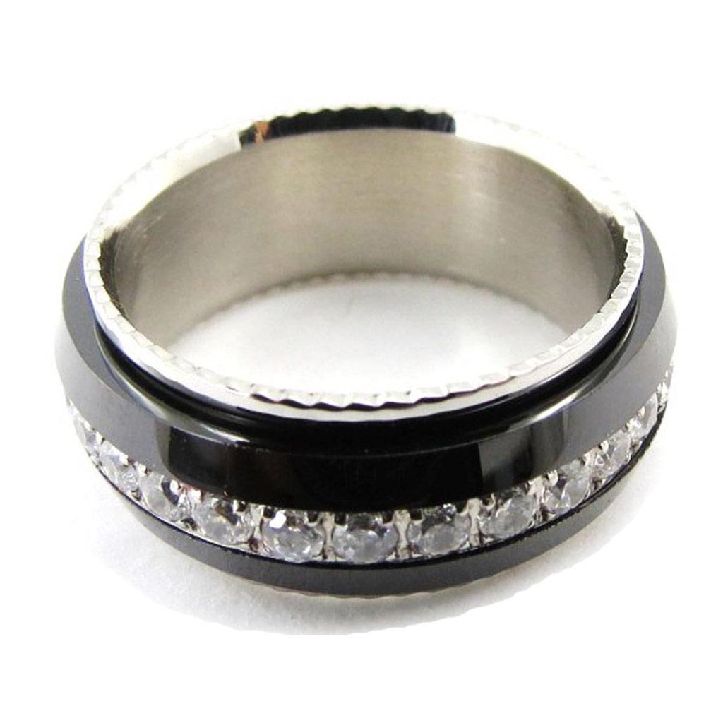 Men's Ring 'Peaceful' Steel Black Ceramic - 9 Mm