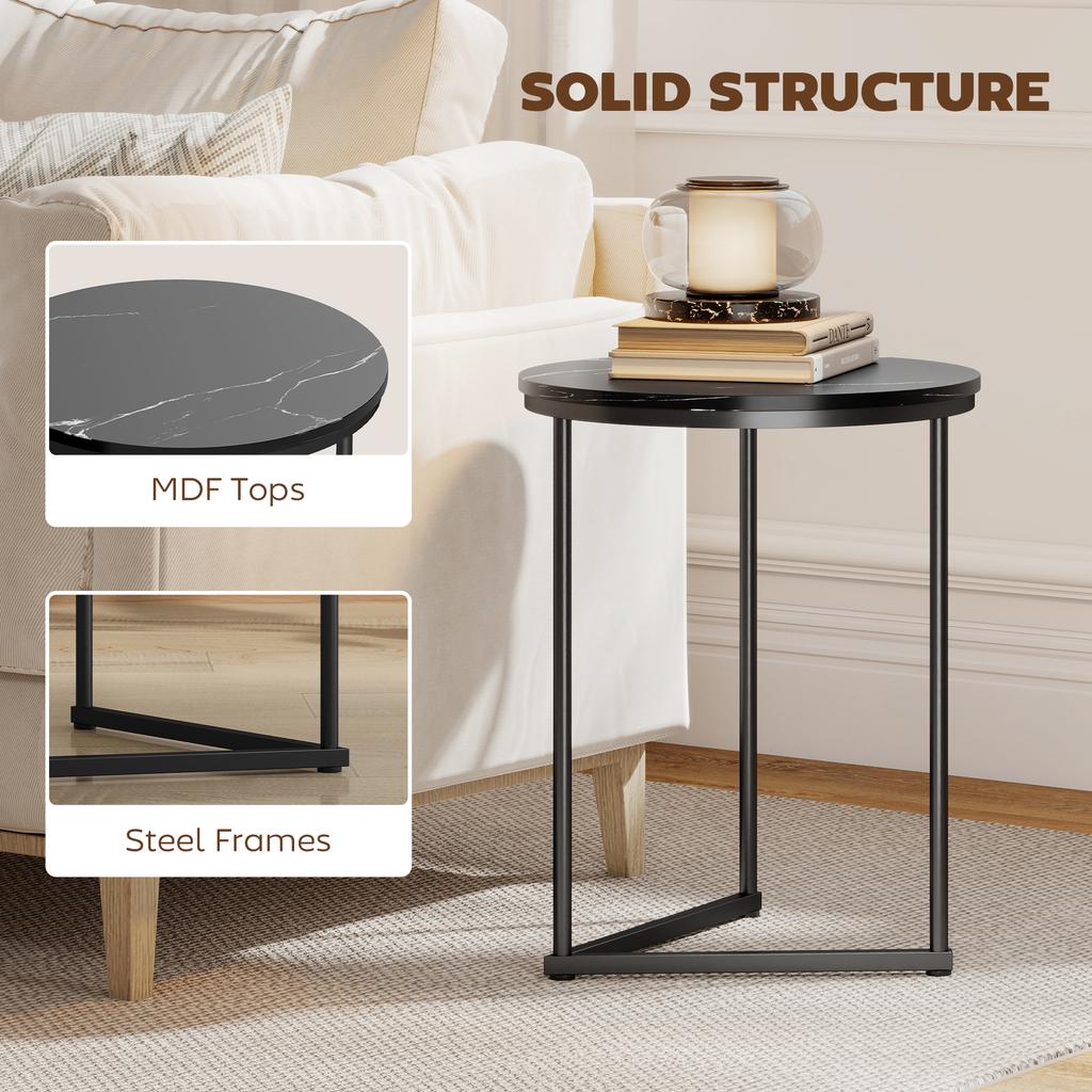 Set Of Two Marble Effect Nest Of Tables Black Marble Effect