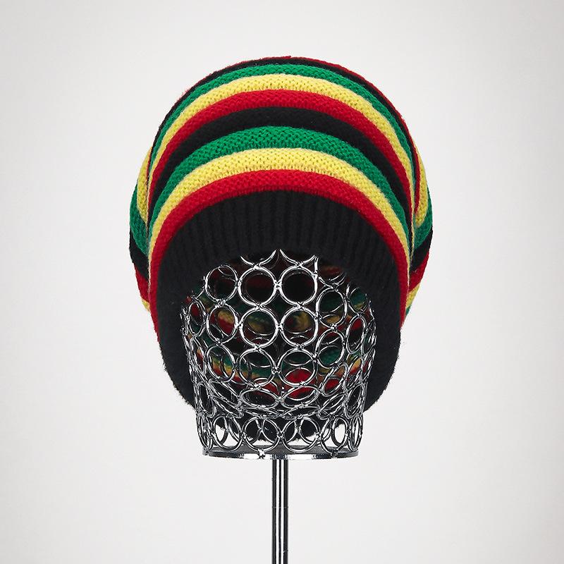 Muži Ženy Podzim Zima Barevná Pruhovaná Vlněná Čepice Duhová Pletená Teplá Čepice