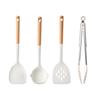 Food Grade Silicone Kitchen Utensils Set Beech Wood Handle Heat Resistant Non-Stick Cookware Spatula Spoon Whisk Tongs