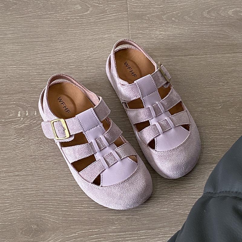 Toast Shoes Leather Pig Cage Roman Woven Sandals Can Be Worn Outside Breathable Half Slippers