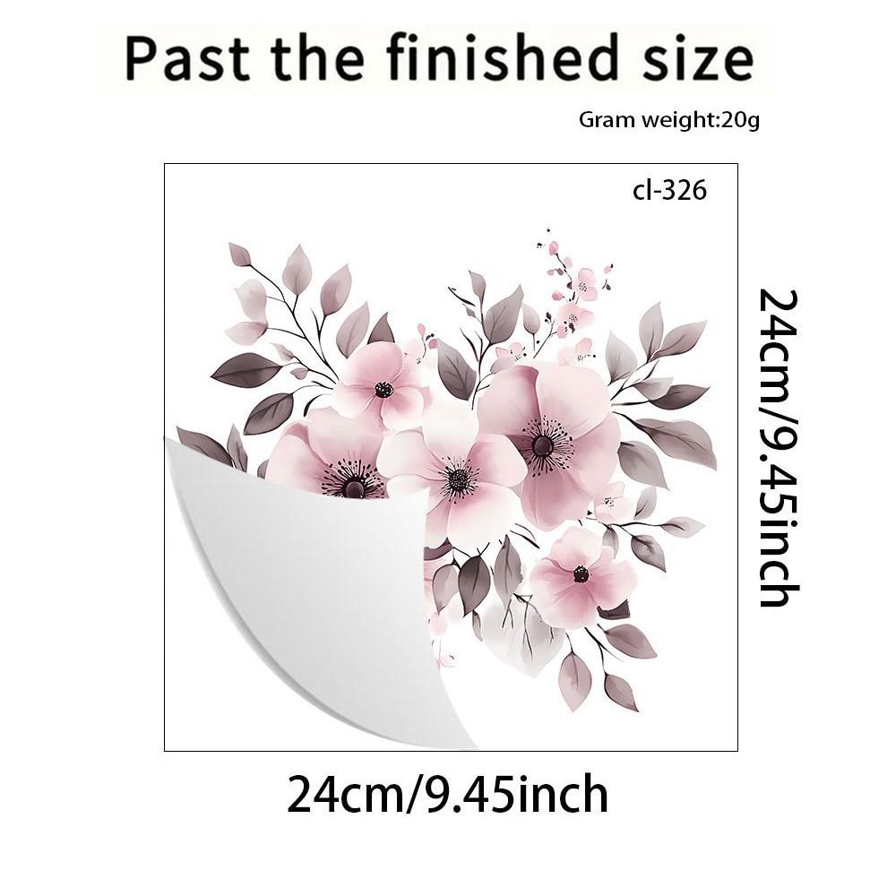 Розовый Цветочный Настенный Стикер для Туалета Самоклеящийся Водонепроницаемый Съемный Ванная Комната Милый Домашний Декор Искусство 24x24cm разноцветный