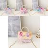 Plush Girl Child Crossbody Bag With Pearl Accents For Daily Kids Outfits
