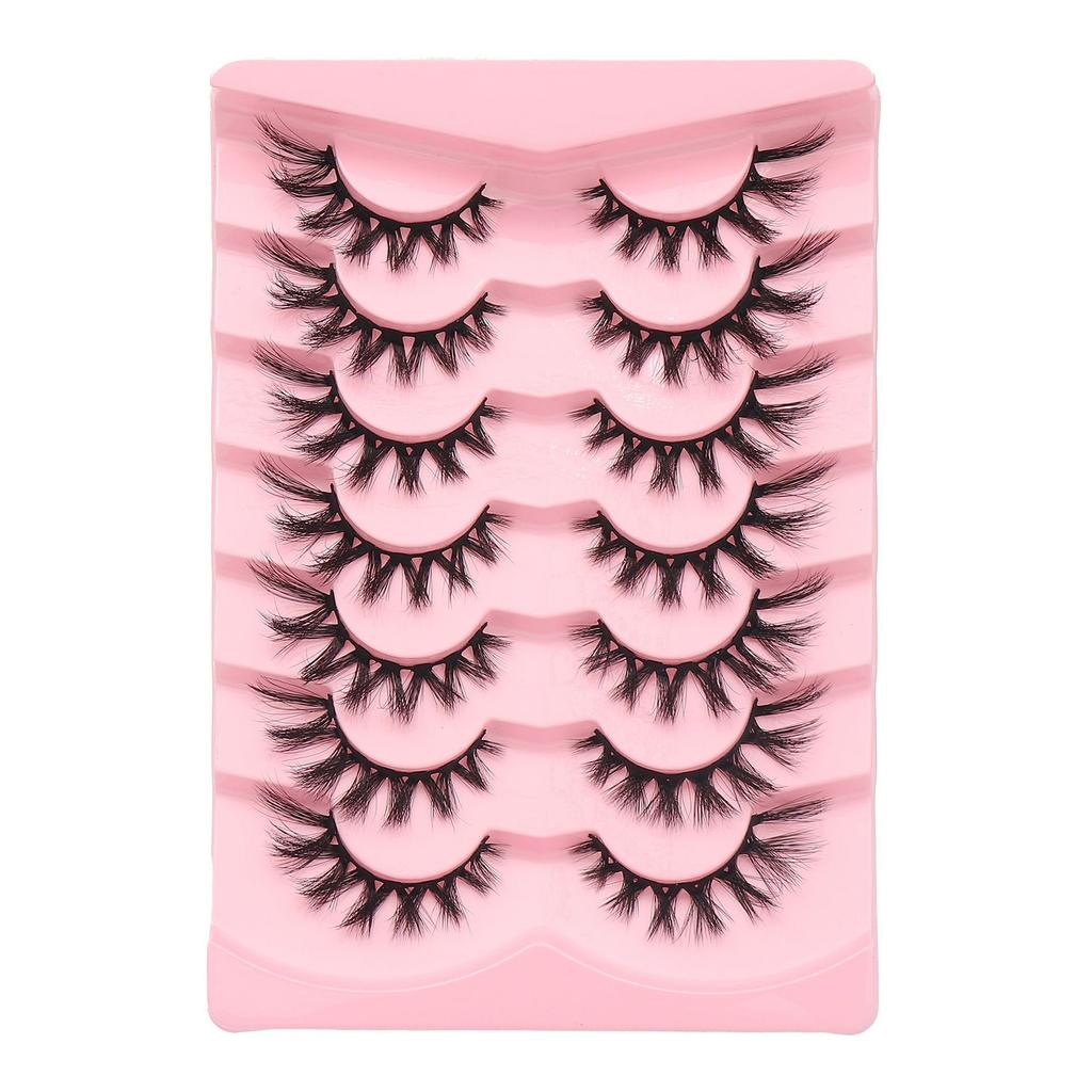 Cat Eye Lashes Extension Fox Eye Faux Mink Lashes Natural Look Eyelashes Fuzzy Volume Wispy Lashes 7Pair Fake Eyelash