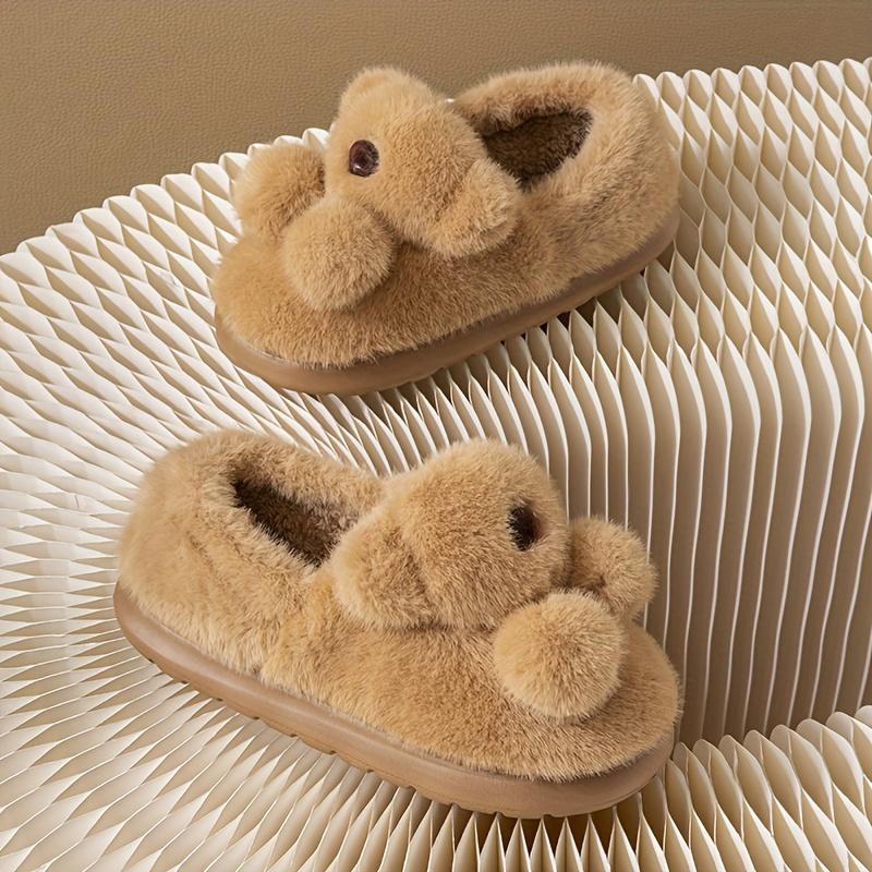 Plush Slip-On Slippers with Plush Lining & Arch Soft Plush Indoor House Shoes